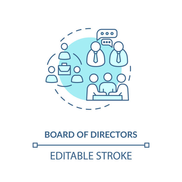 Board of directors concept icon Board of directors concept icon. Corporation members. Company CEO. Business top management. Shareholders idea thin line illustration. Vector isolated outline RGB color drawing. Editable stroke board of directors stock illustrations