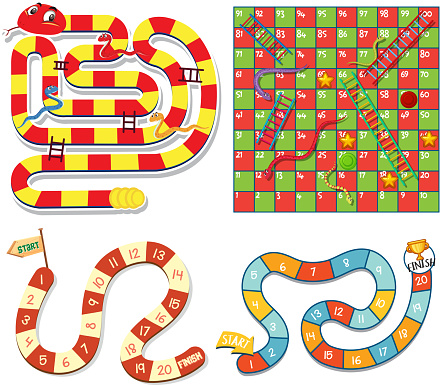 Boardgame design template in four designs illustration vector