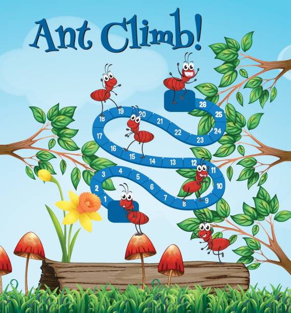 Boardgame template with ants in garden Boardgame template with ants in garden illustration ant clipart pictures stock illustrations