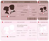 Boarding Pass Ticket, conceptual Wedding Invitation Template, vector illustration.