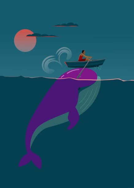 illustrations, cliparts, dessins animés et icônes de bateau sur une baleine - event