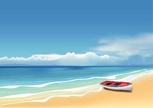 Boat On The Beach Stock Illustration - Download Image Now - iStock