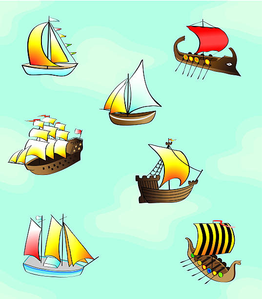 Boats  pattern  flag half mast stock illustrations