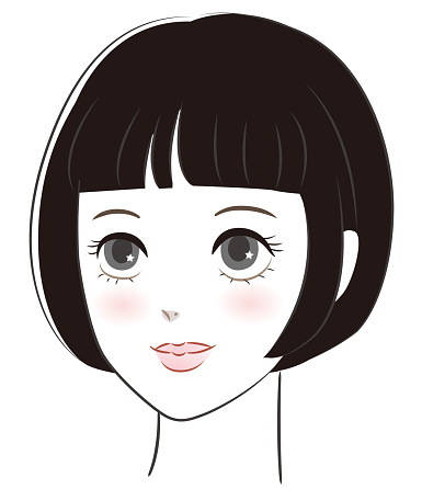 Bob style young woman with short bangs