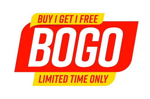 Bogo badge template with buy one get one limited time offer