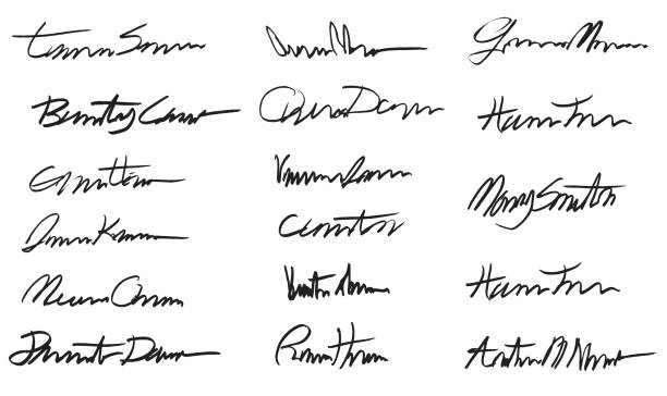 fette signaturen set - font stock-grafiken, -clipart, -cartoons und -symbole