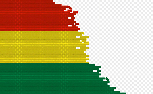 Bolivia flag on broken brick wall.