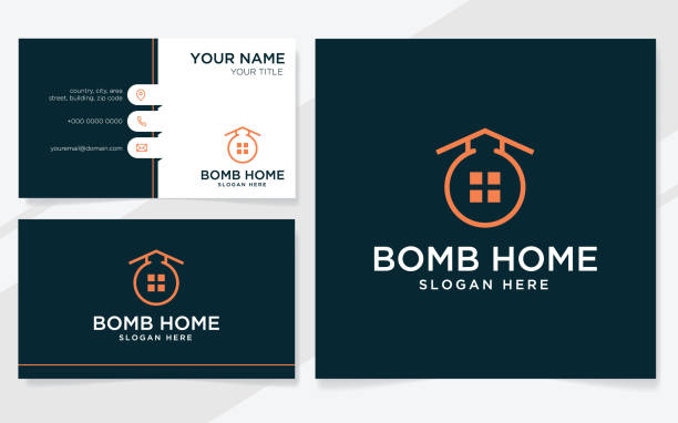 Bomb home logo suitable for company with business card template Bomb home logo suitable for company with business card template roofing business card stock illustrations