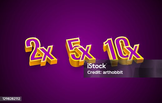 istock Bonus 2x, 5x, 10x prize winner, big jackpot game, casino sign set. Vector 1298282112