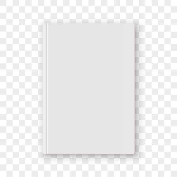 책 표지 빈 흰색 세로 디자인 서식 파일입니다. 벡터 빈 책 표지 모델 이랑 투명 한 배경에 고립 - 문고판 stock illustrations