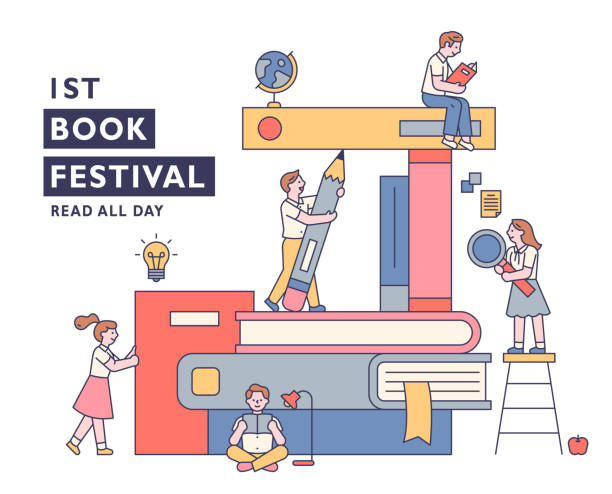 Book festival banner poster. vector art illustration
