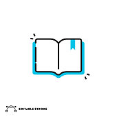 istock Book Flat Lineal Icon with Editable Stroke 1309984580