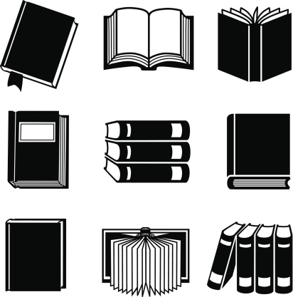 Vector icons of various books.