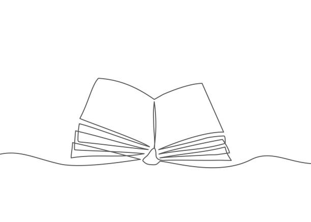 白い背景に線のスタイルでベクトルブックを描く本1行 - 本点のイラスト素材／クリップアート素材／マンガ素材／アイコン素材