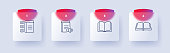 istock Book set icon. Reading list, audiobook, textbook, learning, writer, open book, bookmark, ebook. Education concept. Glassmorphism style. Vector line icon for Business and Advertising 1403058667