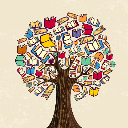 Book tree for education concept illustration