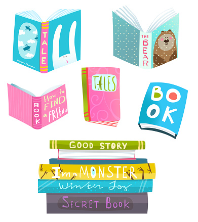 Books collection clipart for design