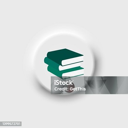 istock Books line icon in color. Green, cyan reading sign in flat, linear style pictogram isolated on neomorphism button. Library symbol, logo illustration. For mobile design web site app ui. Vector EPS 10 1399572701