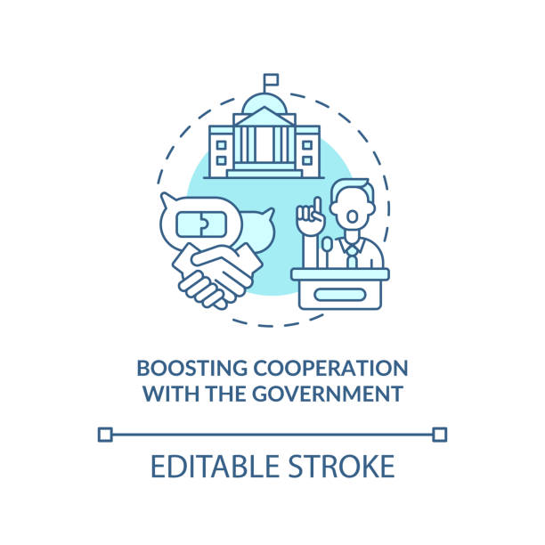 ilustrações de stock, clip art, desenhos animados e ícones de boosting cooperation with government concept icon - boosting