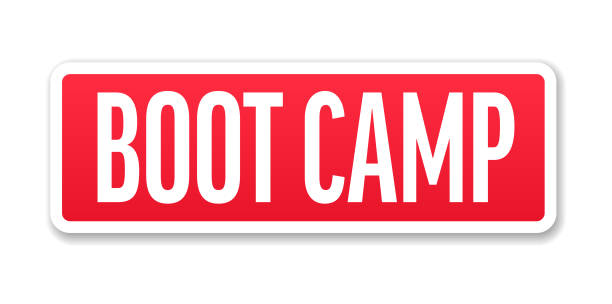 stockillustraties, clipart, cartoons en iconen met boot camp - banner, label, papier, knop sjabloon vector stock illustratie - bootcamp