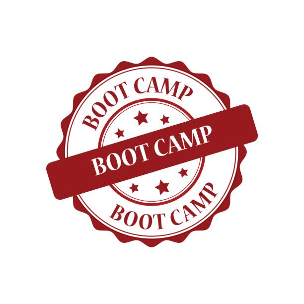 stockillustraties, clipart, cartoons en iconen met boot camp rode stempel afbeelding - bootcamp