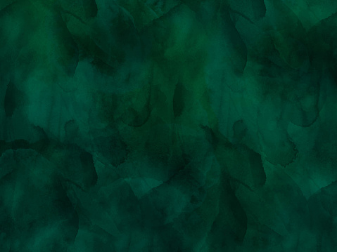 Border of hues of emerald green paint splashing droplets. Watercolor strokes design element. Emerald green colored hand painted abstract texture.