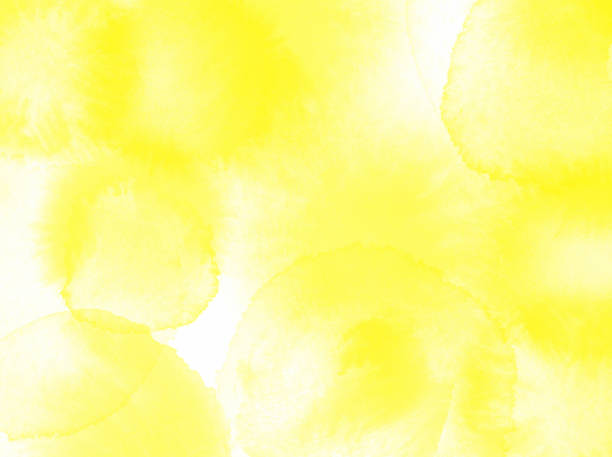 노란색 페인트 튀는 물방울의 색조의 테두리. 수채화 스트로크 디자인 요소입니다. 노란색 색의 손으로 그린 추상적인 질감. - 얼룩덜룩하게 된 stock illustrations