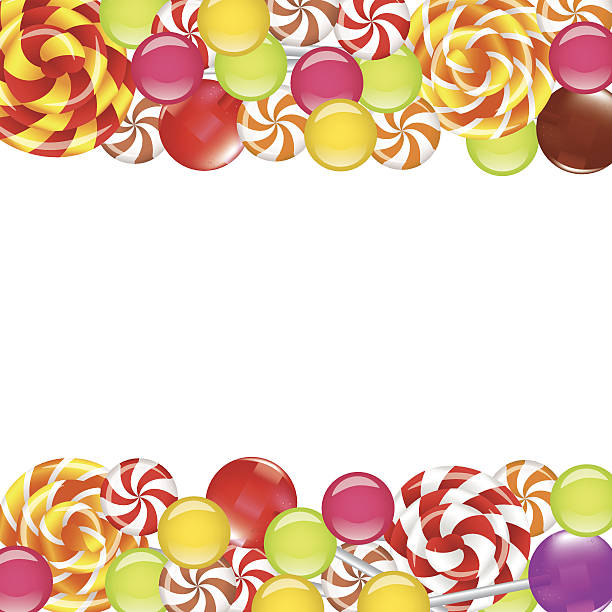 Borders with candies and lollipops Borders with candies and lollipops on white background candy borders stock illustrations