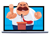 vector illustration of angry boss delivering speech