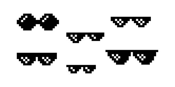 stockillustraties, clipart, cartoons en iconen met boss glasses meme vector illustration. thug life design. - sunglasses