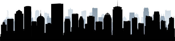 Boston Skyline (All Buildings Are Moveable and Complete) vector art illustration