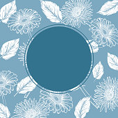 Floral background with a botanical style plants. All flat colors. Elements can be released from the clipping mask to move around or edit. Makes a great base for an elegant invitation.
