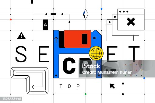istock Both retro and futuristic technology and digital vector background. Top secret concept. 1396883446