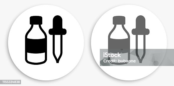 istock Bottle & Dropper Black and White Round Icon 1155334838