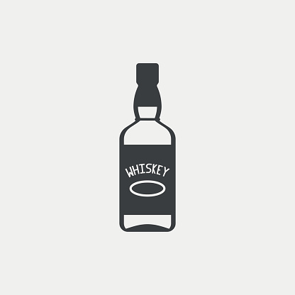 Bottle Of Whiskey Monochrome Icon Vector Illustration Stock