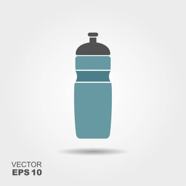 Bottle water for gym illustration. Flat icon with shadow Bottle water for gym illustration. Flat icon with shadow mountain climber exercise stock illustrations