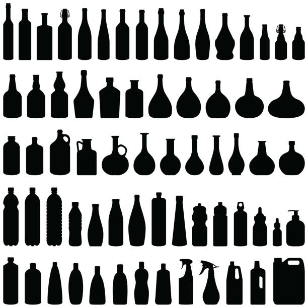 Bottles Bottle collection - vector silhouette illustration alcohol drink symbols stock illustrations