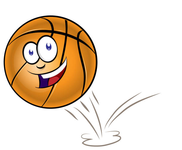 подпрыгивая баскетбол мультфильм изолированы на белом backgroud - drawing o...