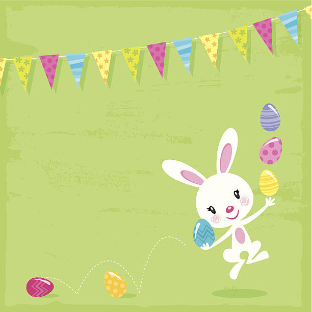 bildbanksillustrationer, clip art samt tecknat material och ikoner med bouncing easter bunny - bunny jumping