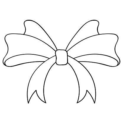 Bow Outline Symbol Of Ribbon Tied In Knot Stock Illustration - Download ...