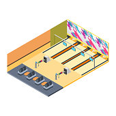 A vector illustration of Bowling Alley Isometric