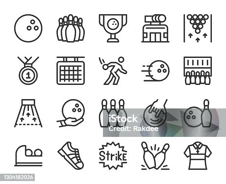istock Bowling - Line Icons 1304182026