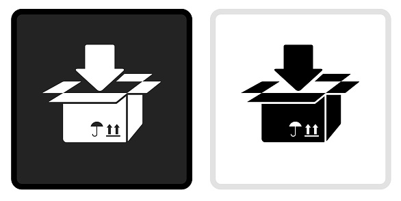 Box Input Icon on  Black Button with White Rollover