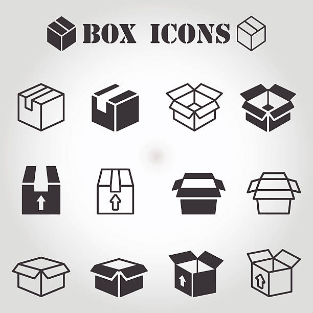 box pictogram - paket stock-grafiken, -clipart, -cartoons und -symbole
