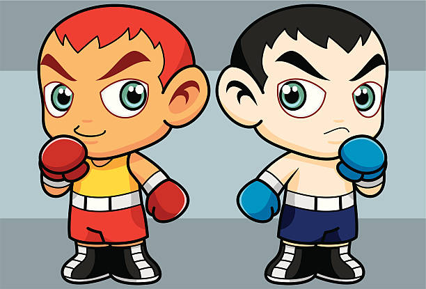 stockillustraties, clipart, cartoons en iconen met boxing cartoon - manga boy action
