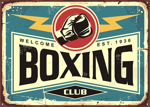 Boxing club retro tin sign template design