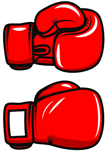 Boxing gloves isolated on white background. Design element for poster, emblem, label, badge. Vector illustration