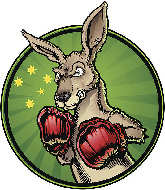 Boxing Kangaroo A cartoon of Jack the fighting kangaroo the national personification of Australia kangaroo stock illustrations