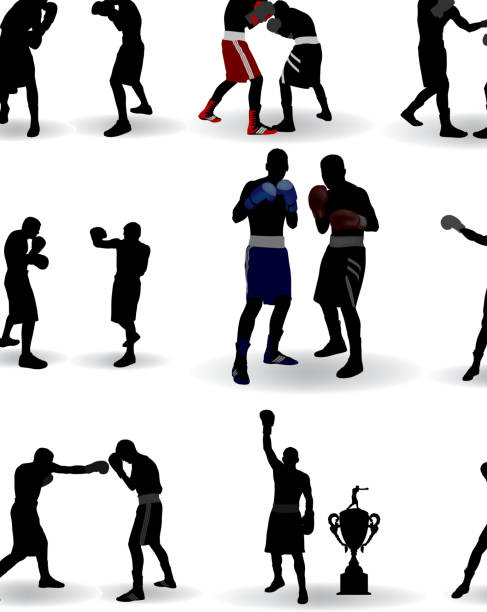 boxing silhouette - 拳擊 運動 插圖 幅插畫檔、美工圖案、卡通及圖標