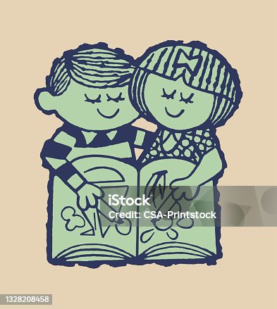 istock Boy and Girl Coloring in a Book 1328208458
